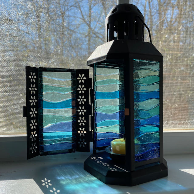 Make a Fused Glass IKEA Lantern Hack by Sharon Warren Glass